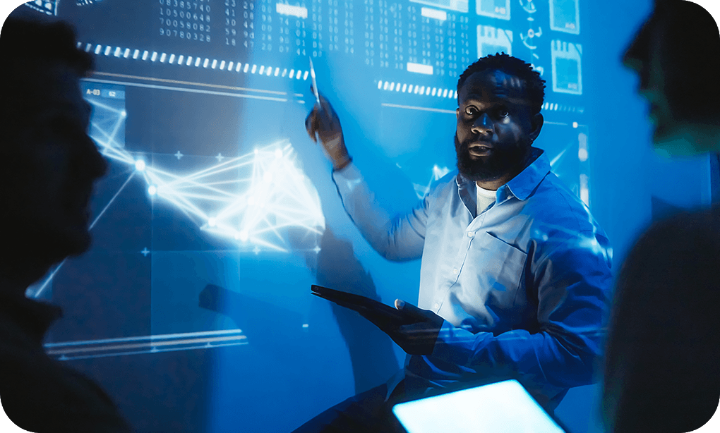 Homem fazendo apresentação